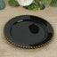 10-Pack Plastic 10" Round Dinner Plates in Black with Gold Beaded Rim - Disposable Party Plates for Banquets & Festive Occasions