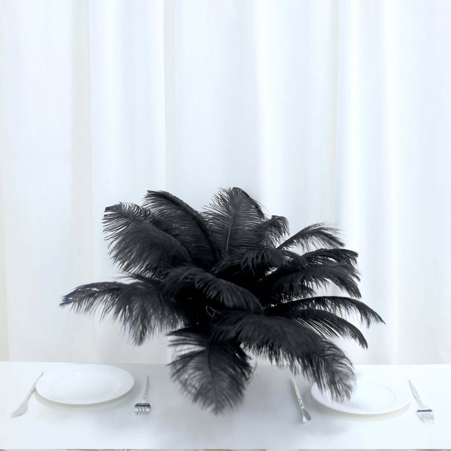 12 Pack 13"-15" Black Natural Plume Real Ostrich Feathers, DIY Centerpiece Fillers