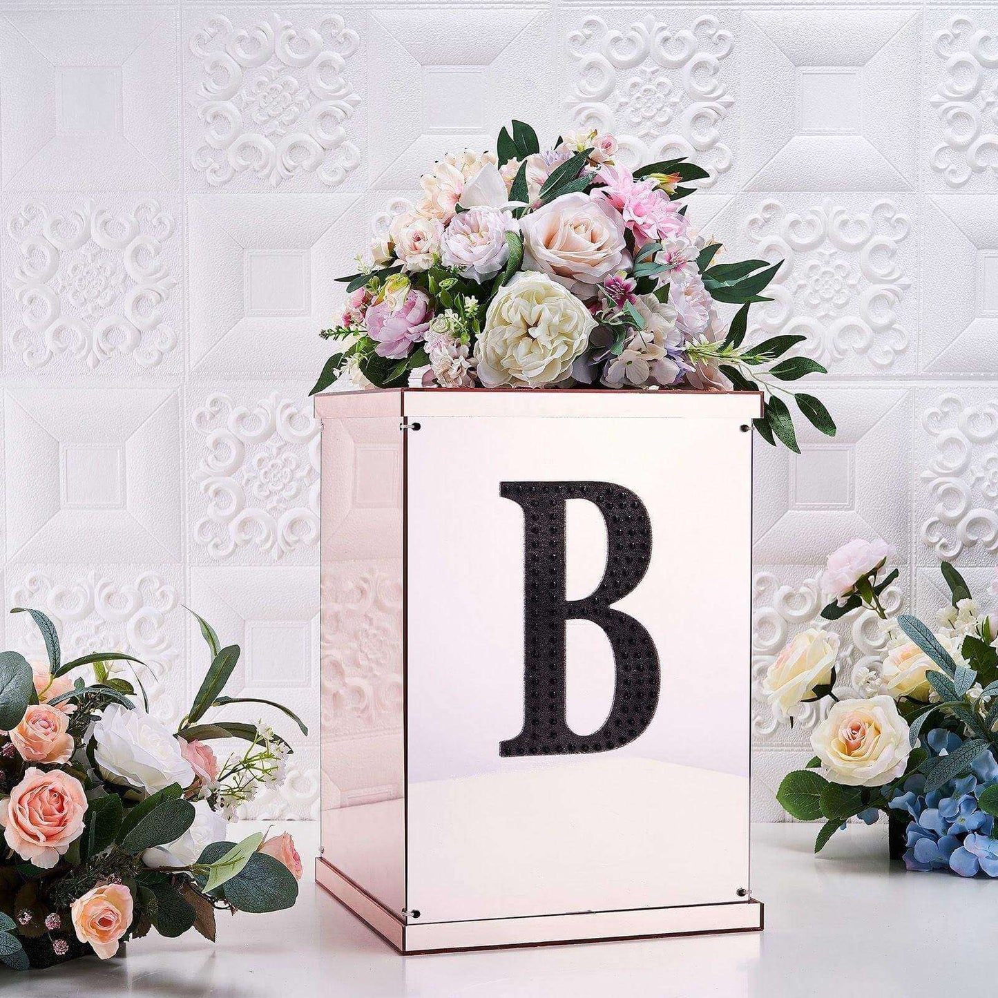 Decorative Rhinestone Alphabet "B" Letter Stickers, Glitter Adhesive Craft Letters Black DIY Sparkle Embellishments 8"