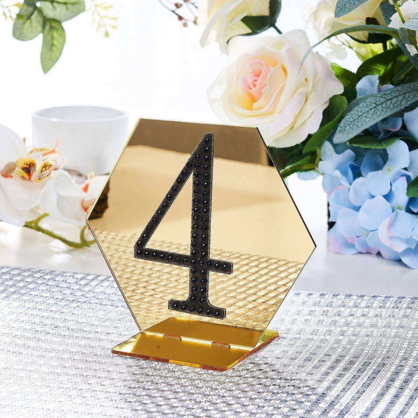 Decorative Rhinestone Number "4" Stickers, Glitter Adhesive Craft Numbers Black DIY Sparkle Embellishments 4"