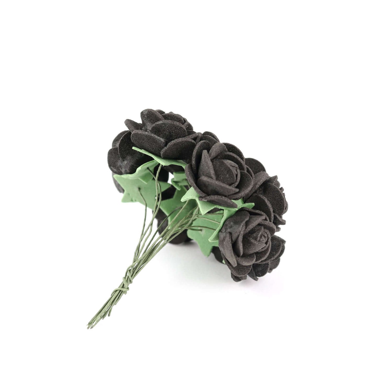48 Roses 1" Black Real Touch Artificial DIY Foam Rose Flowers With Stem, Craft Rose Buds