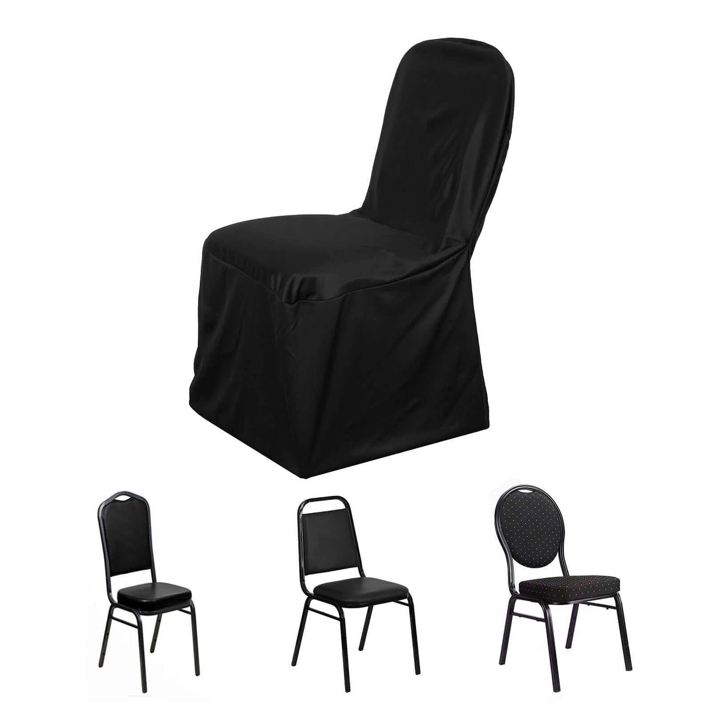 Scuba Stretch Chair Cover Black for Banquet Chairs Slim Fit Design - Wrinkle Free and Durable Slipcover