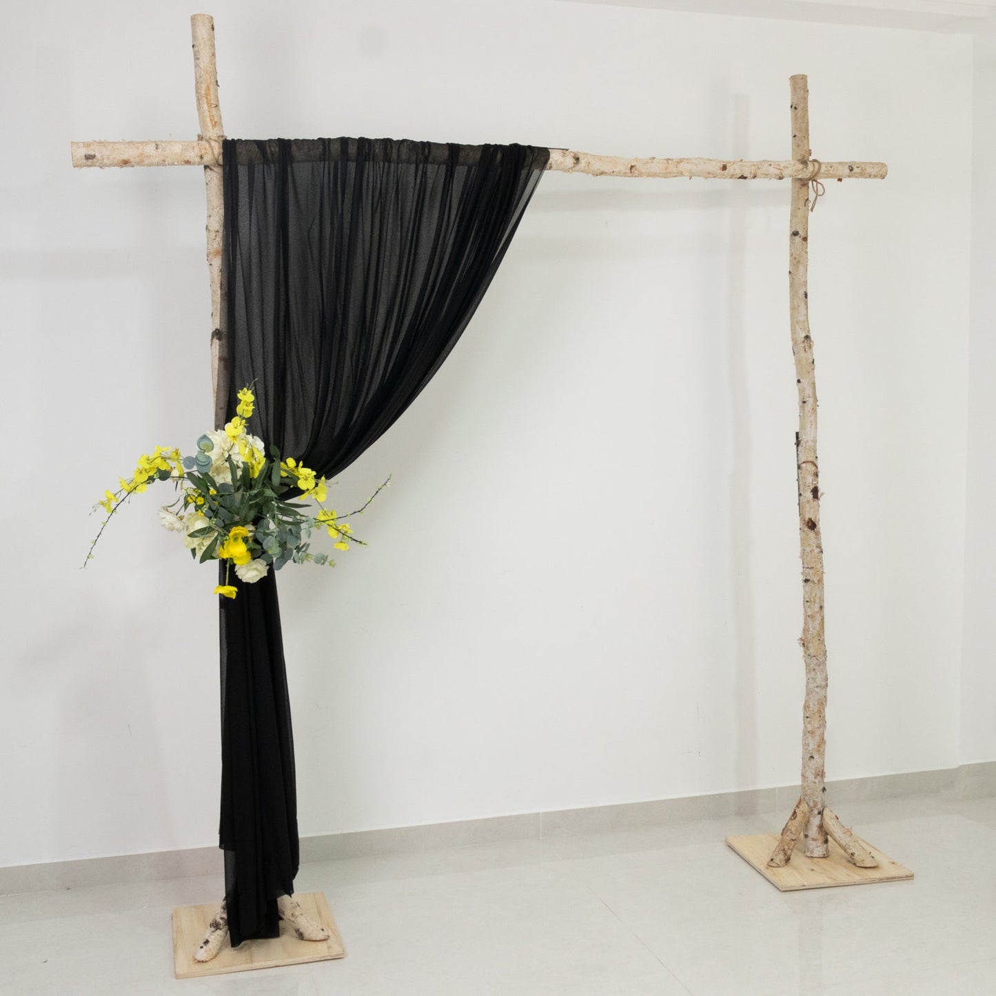 Black Sheer Backdrop Drape â€“ 5ft x 14ft Wedding Arch & Ceiling Decor Panel, Wrinkle Free with Soft Shimmer
