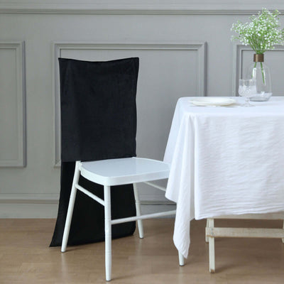 Velvet Chair Back Slipcover for Chiavari Chairs Black - Soft and Smooth Solid Chair Back Cover Cap for Weddings