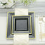 10-Pack Plastic Salad Dessert Plates Black Square with Gold Trim - Durable Disposable Appetizer Plates 7"