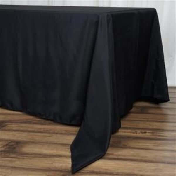 Premium Polyester 72"x120" Rectangle Tablecloth Black - 220GSM Stain-Resistant Table Cover