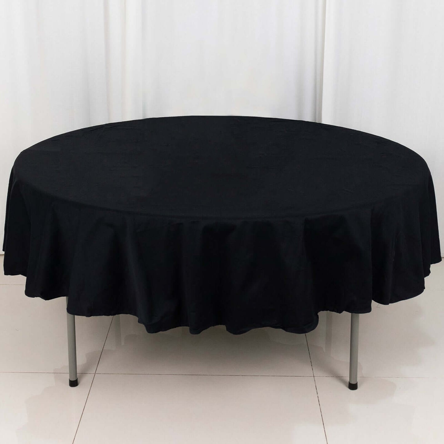 100% Cotton 90" Round Tablecloth Black Linen - Soft & Breathable Table Cover