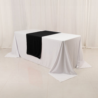 Wide Polyester 24"x72" Table Runner Black - Durable Trade Show Table Linen
