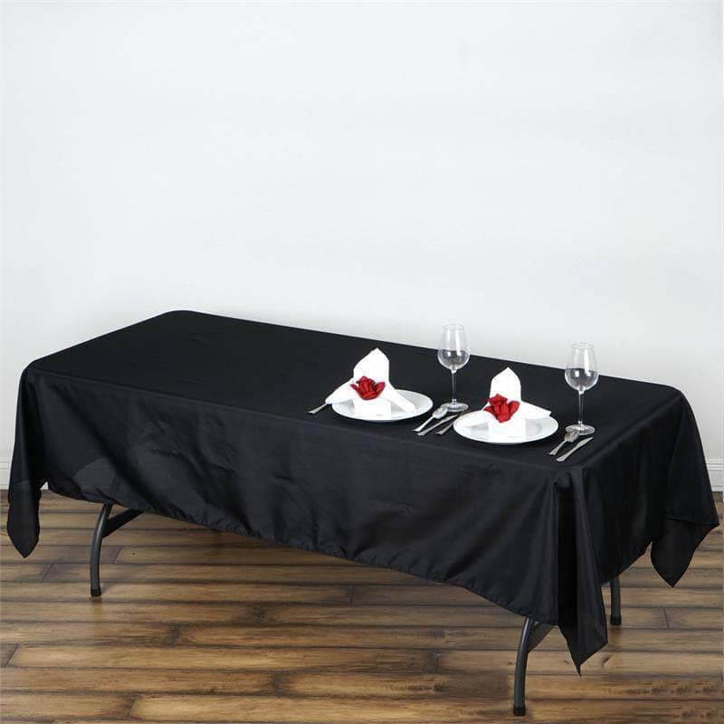 Polyester 60"x102" Rectangle Tablecloth Black - Durable and Stylish for Table Cover Special Events