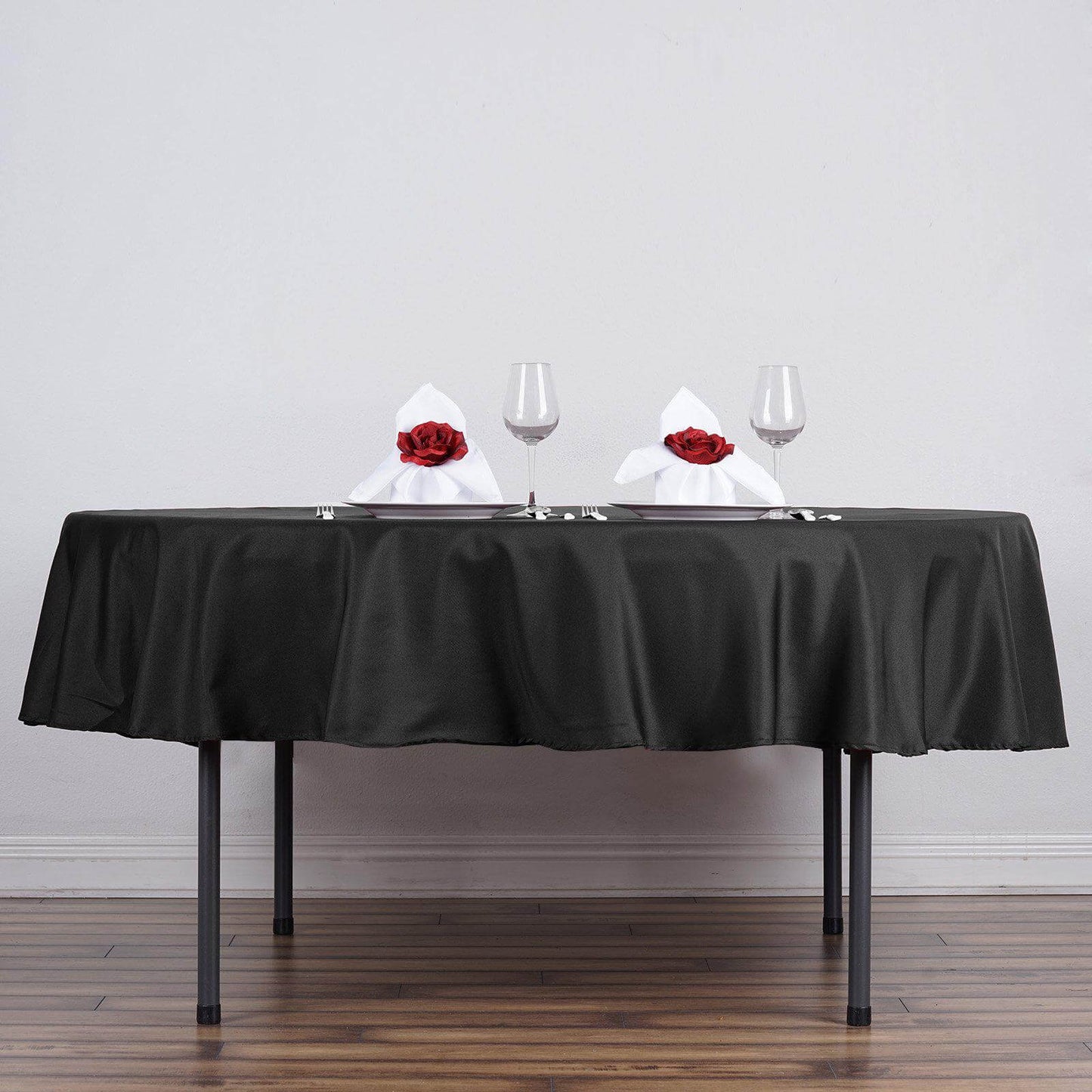 Polyester 90" Round Tablecloth Black - Stain and Wrinkle-Resistant Table Cover for Party & Gatherings