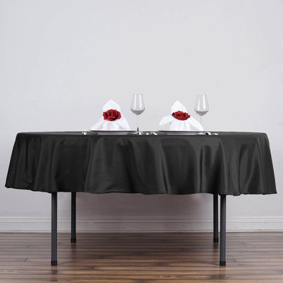 Polyester 90" Round Tablecloth Black - Stain and Wrinkle-Resistant Table Cover for Party & Gatherings