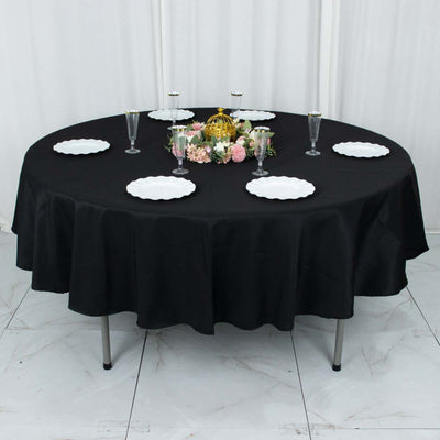 Premium Polyester 90" Round Tablecloth Black - Stain and Wrinkle-Resistant 220GSM Table Cover for Weddings & Event Decor