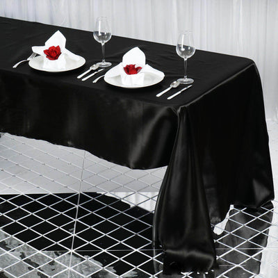Satin Rectangular 60"x126" Tablecloth Black - Smooth and Lustrous Table Cover