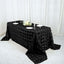 Satin 90"x132" Rectangle Tablecloth Black - Grandiose 3D Rosette Design with Seamless Finish for Graceful Gatherings