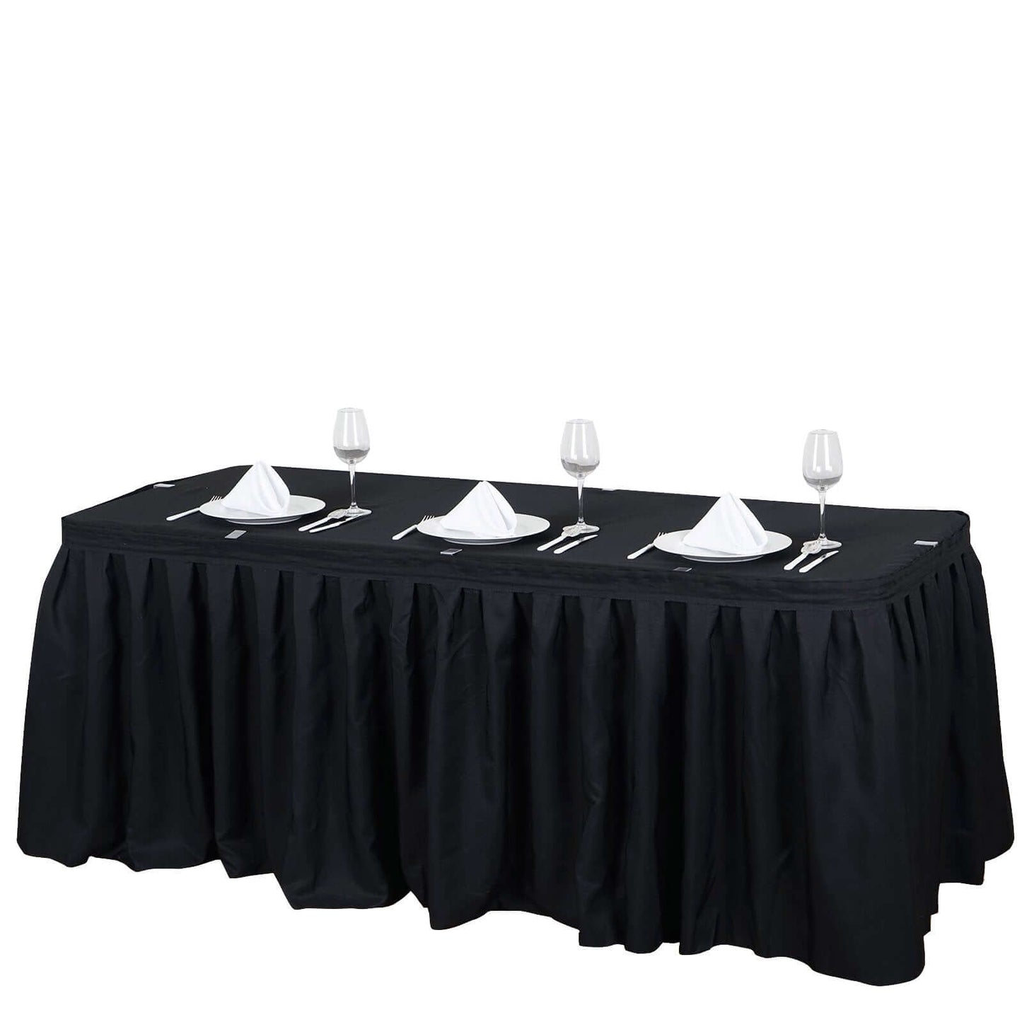 Polyester 21ft Table Skirt Black - Classic Pleated Design
