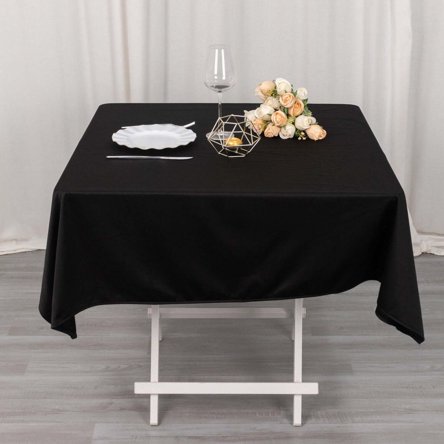 Scuba Square 54"x54" Tablecloth Black - Wrinkle Free & Stain Resistant Table Cover