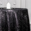 Polyester 120" Round Black Tablecloth Metallic Fringe Shag Tinsel Table Cover