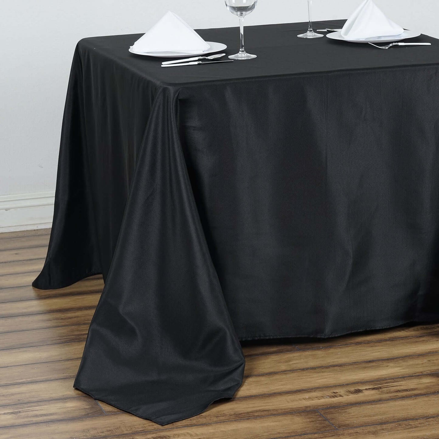 Polyester Square 90"x90" Tablecloth Black - Wrinkle-Resistant & Durable Table Cover for Events