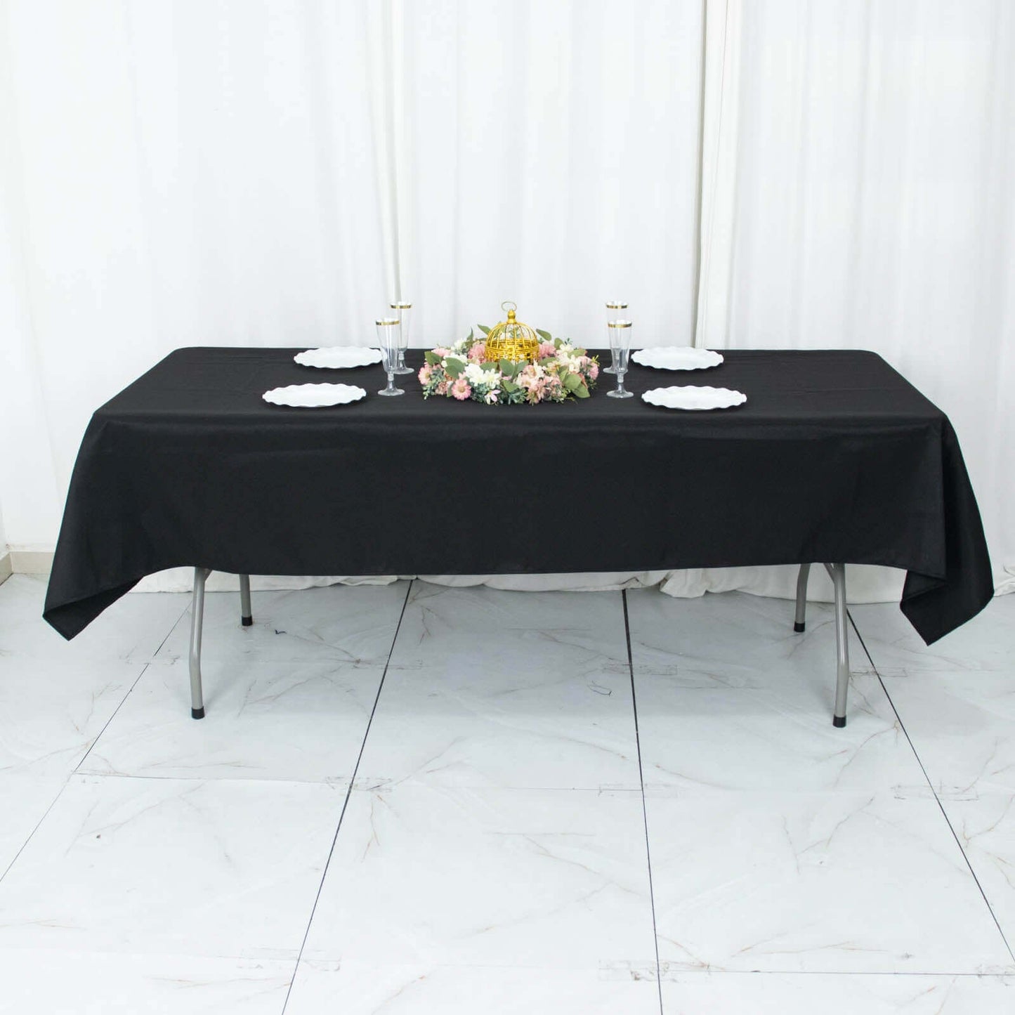 Premium Polyester 54"x96" Rectangle Tablecloth Black - Durable 220GSM Stain-Resistant Fabric Table Cover