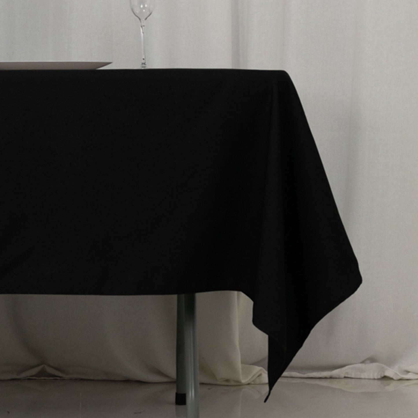 Fire Retardant Premium Polyester 60"x102" Rectangular Tablecloth Black - High-Performance Table Cover