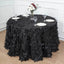 Taffeta 120" Round Tablecloth Black | 3D Leaf Petal Design Seamless Table Cover