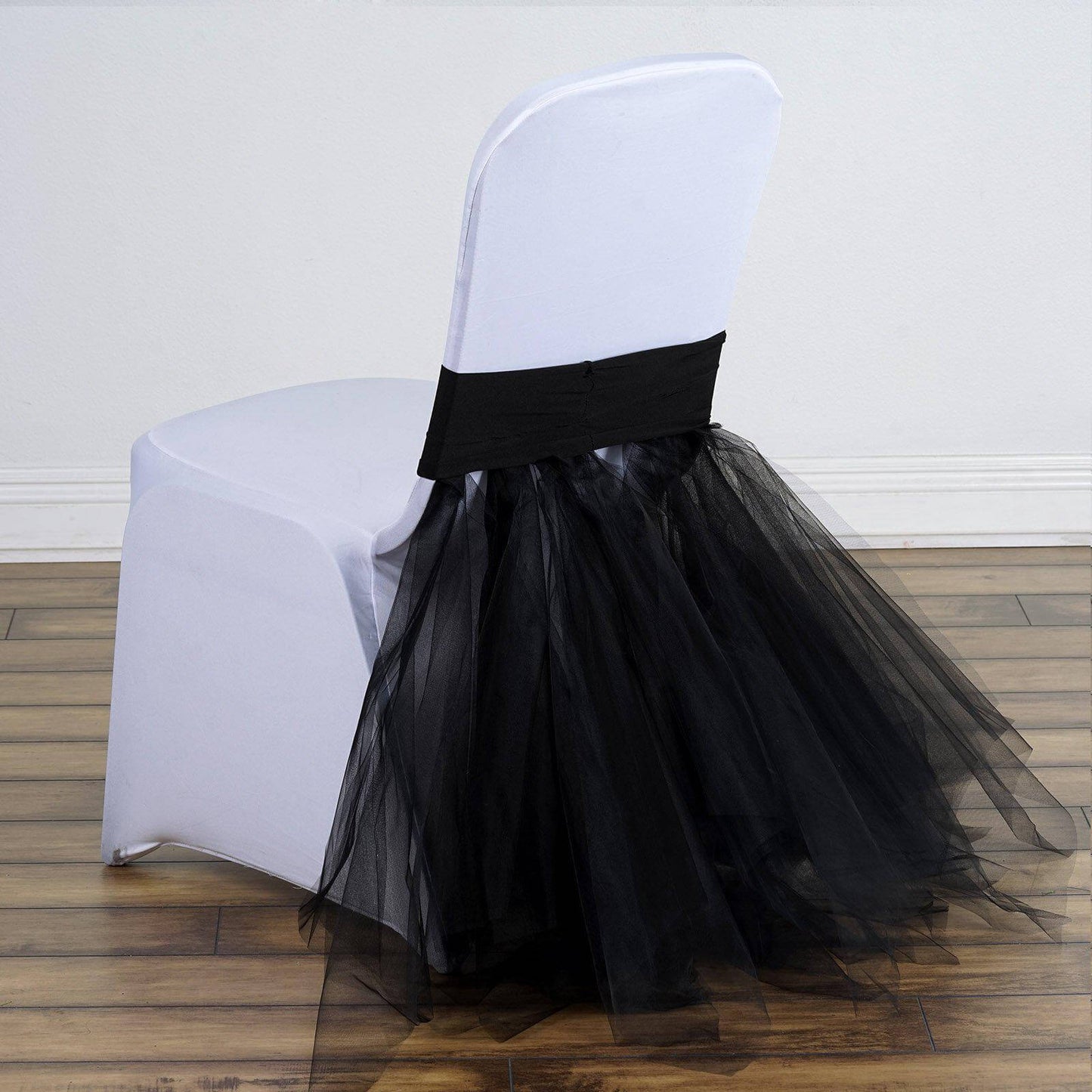 Spandex Chair Cover Skirt Tutu Style for Wedding Chairs Black - Stylish Decor for Formal Events