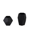 Set of 2 Glass Flower Vases Geometric Design Matte Black - Stylish Modern Candle Holder Centerpieces 5", 8"