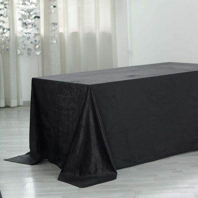Premium Velvet 90"x156" Rectangle Tablecloth Black - Reusable Soft & Stylish Seamless Table Cover for Sophisticated Weddings & Events