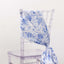 5 Pack Satin Chair Sashes White/Blue French Toile Floral Pattern - Wrinkle-Resistant & Reusable Chair Bows for Effortless Event Setup 6"x108"