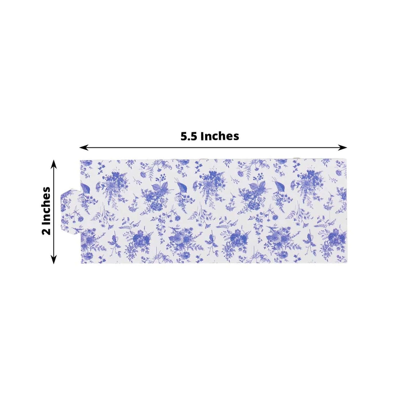 50 Pack White Blue Paper Napkin Holder Bands in French Toile Floral Pattern, Disposable Napkin Rings - 1.5"