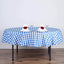 Polyester 70" Round Tablecloth White/Blue - Checkered Buffalo Plaid Table Cover