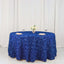 Satin 120" Round Tablecloth Royal Blue - Grandiose 3D Rosette with Seamless Finish Table Cover