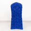 Satin Rosette Chair Cover for Banquet Chairs Royal Blue - Stretch Fitted Slip-On Slipcover