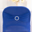 Stretch Spandex Chair Cover Royal Blue for Folding Chairs - Secure Fit Slipcover with Silver Rhinestone Buckled Sash Band