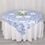 Satin 72"x72" Table Overlay Square Tablecloth White Blue - French Toile Floral Design for Stylish Celebrations