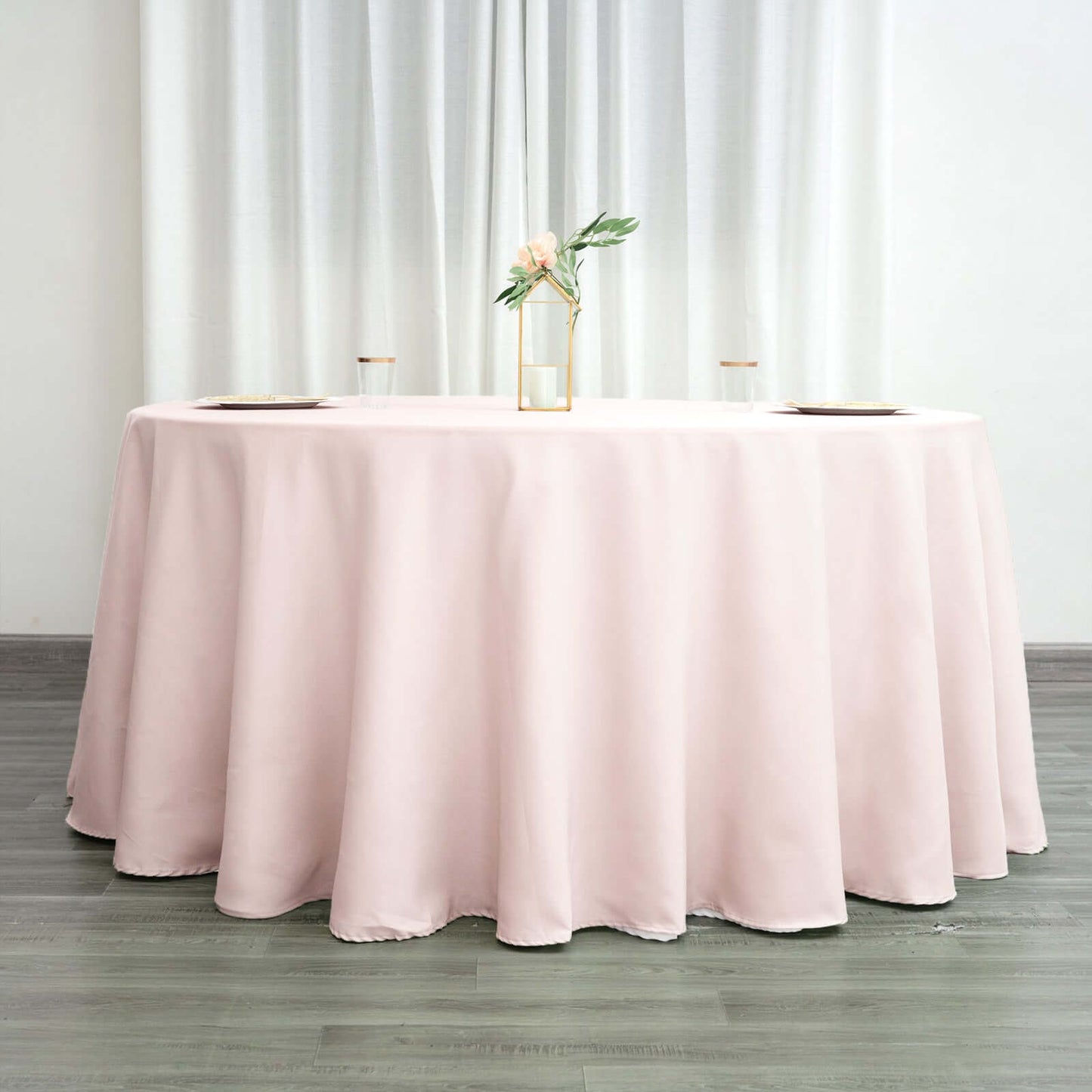 Polyester 132" Round Tablecloth Blush - Seamless Chic Table Cover