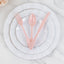 72 Pcs Plastic Silverware Set in Baroque Style Blush - Heavy Duty Disposable Knife, Fork, and Spoon Set