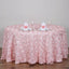 Satin 120" Round Tablecloth Blush - Grandiose 3D Rosette with Seamless Finish Table Cover