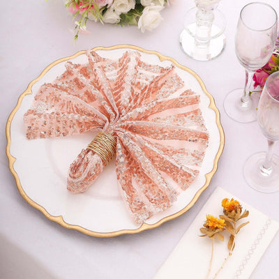 Sequin Napkins 20"x20" Blush - Diamond Pattern Reusable Napkin