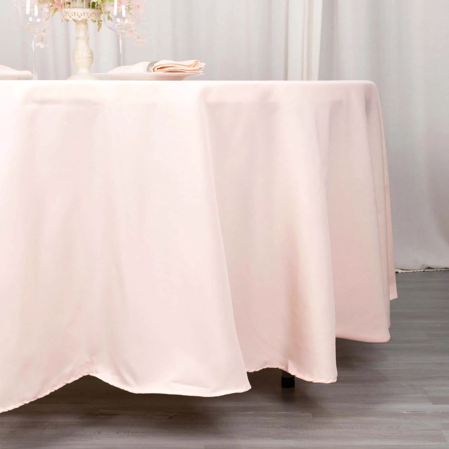 Premium Polyester 108" Round Tablecloth Blush - Wrinkle-Resistant 220GSM Table Cover