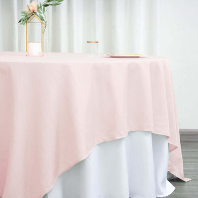 Polyester 90"x90" Table Overlay Square Tablecloth Blush - Wrinkle-Resistant & Durable Table Cover