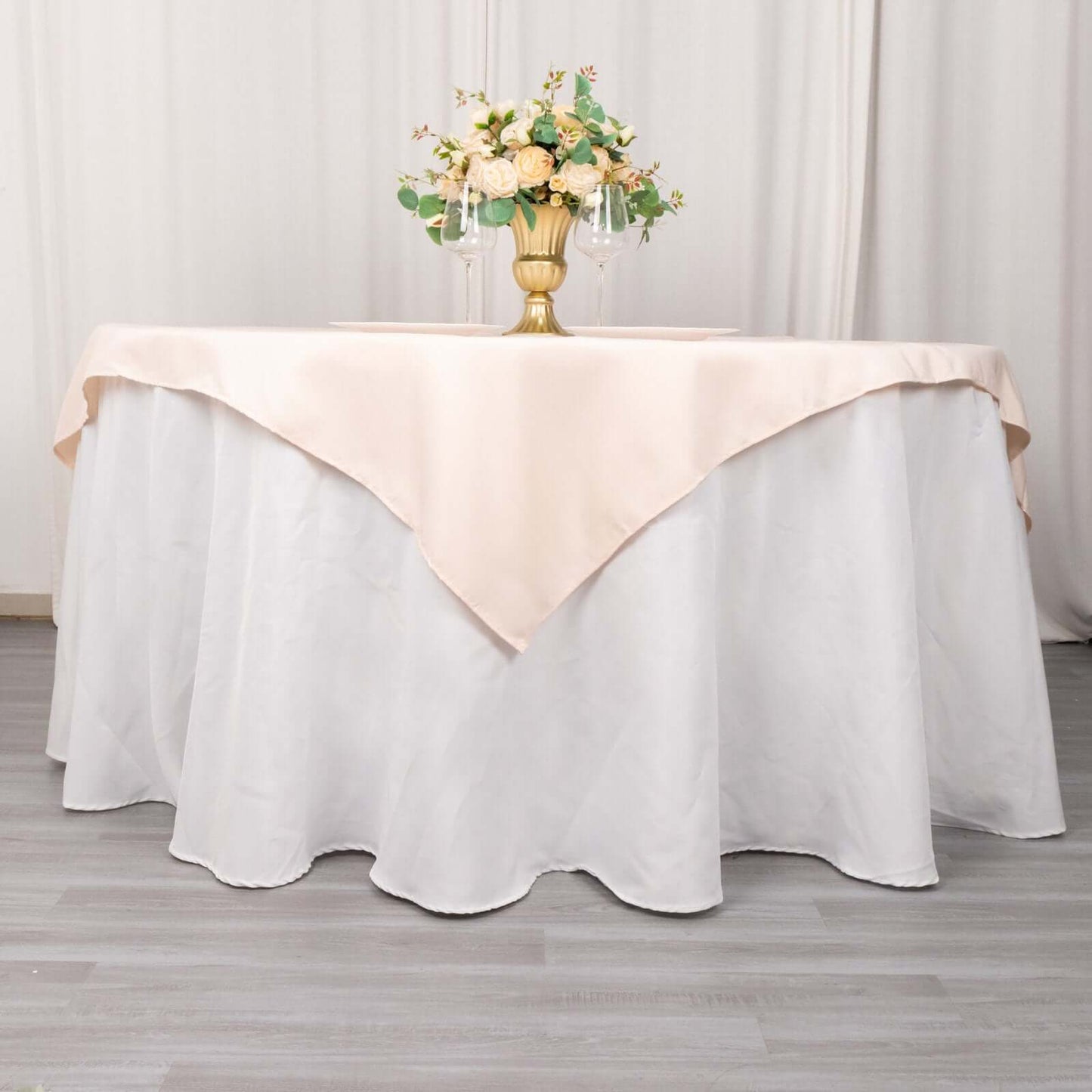 Premium Polyester 54"x54" Table Overlay Square Tablecloth Blush - Stain and Wrinkle-Resistant 220GSM Table Topper