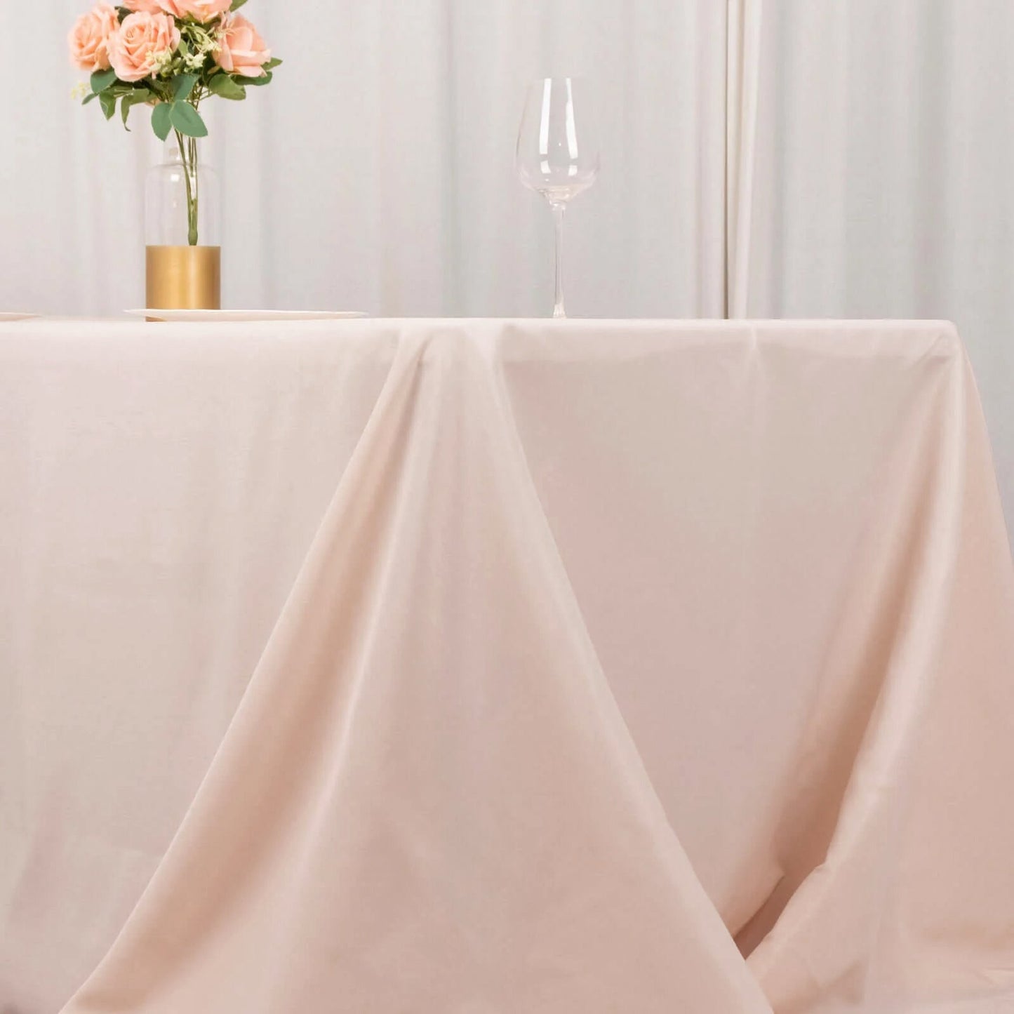 Premium Polyester 90"x156" Rectangle Tablecloth Blush - Seamless 220GSM Stain-Resistant Table Cover