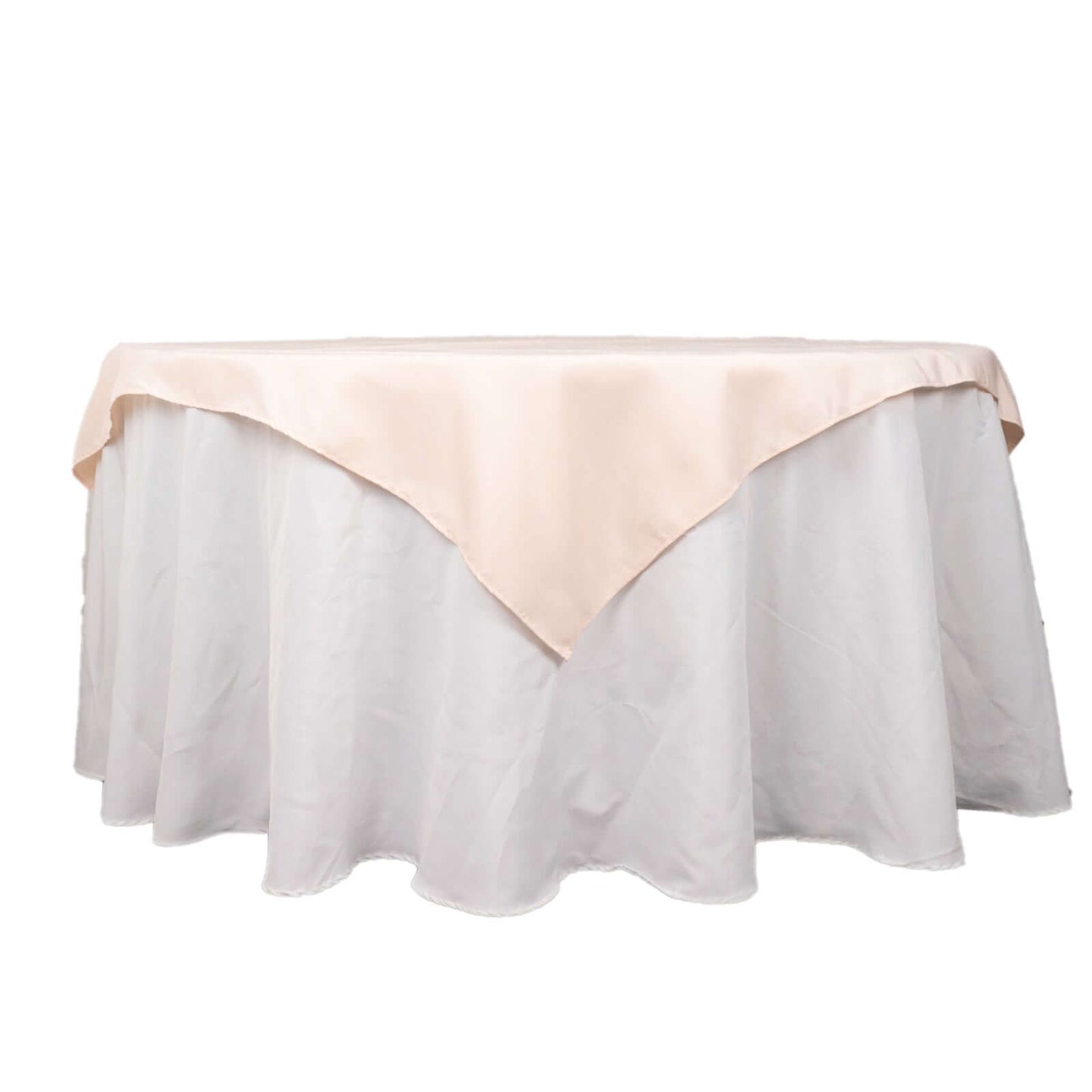 Premium Polyester 54"x54" Table Overlay Square Tablecloth Blush - Stain and Wrinkle-Resistant 220GSM Table Topper