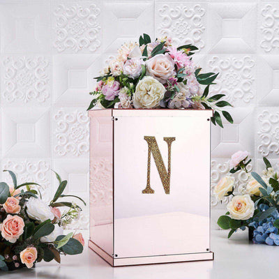 Decorative Rhinestone Alphabet "N" Letter Stickers, Glitter Adhesive Craft Letters Gold DIY Sparkle Embellishments 6"