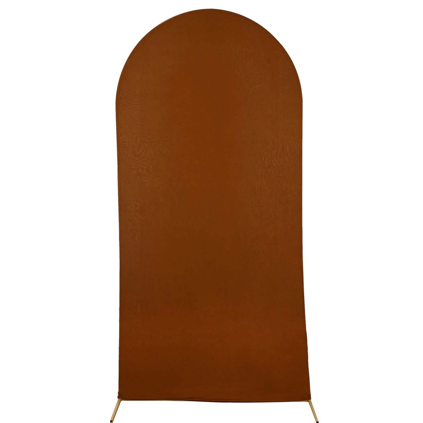 7ft Cinnamon Brown Spandex Fitted Chiara Backdrop Stand Cover For Round Top Wedding Arch