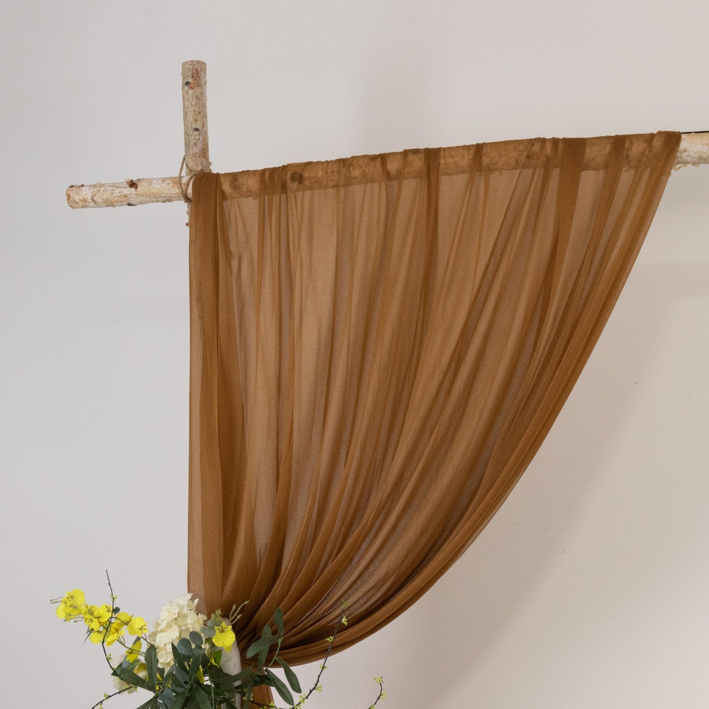 Gold Sheer Backdrop Drape â€“ 5ft x 14ft Wedding Arch & Ceiling Decor Panel, Wrinkle Free with Soft Shimmer