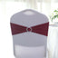 5 Pack Stretch Spandex Chair Sashes Burgundy - Reusable Chair Bands with Silver Diamond Ring Slide Buckle 5"x14"