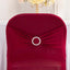 Stretch Spandex Chair Cover Burgundy for Folding Chairs - Secure Fit Slipcover with Silver Rhinestone Buckled Sash Band
