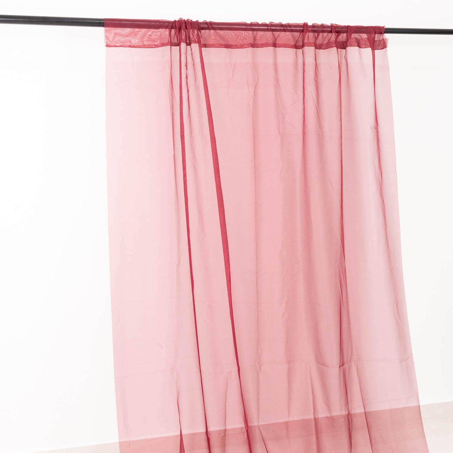 5ftx32ft Burgundy Chiffon Curtain Panel, Durable Flame Resistant Backdrop Ceiling Drapery With Rod Pocket